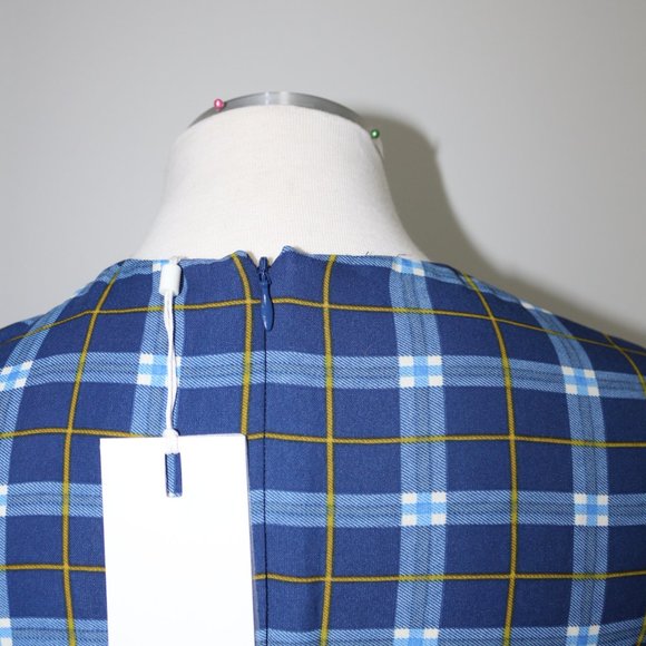 C/MEO Collective | CMEO Twist Front Midi Dress with Side Slit in Blue Plaid - Picture 5 of 5